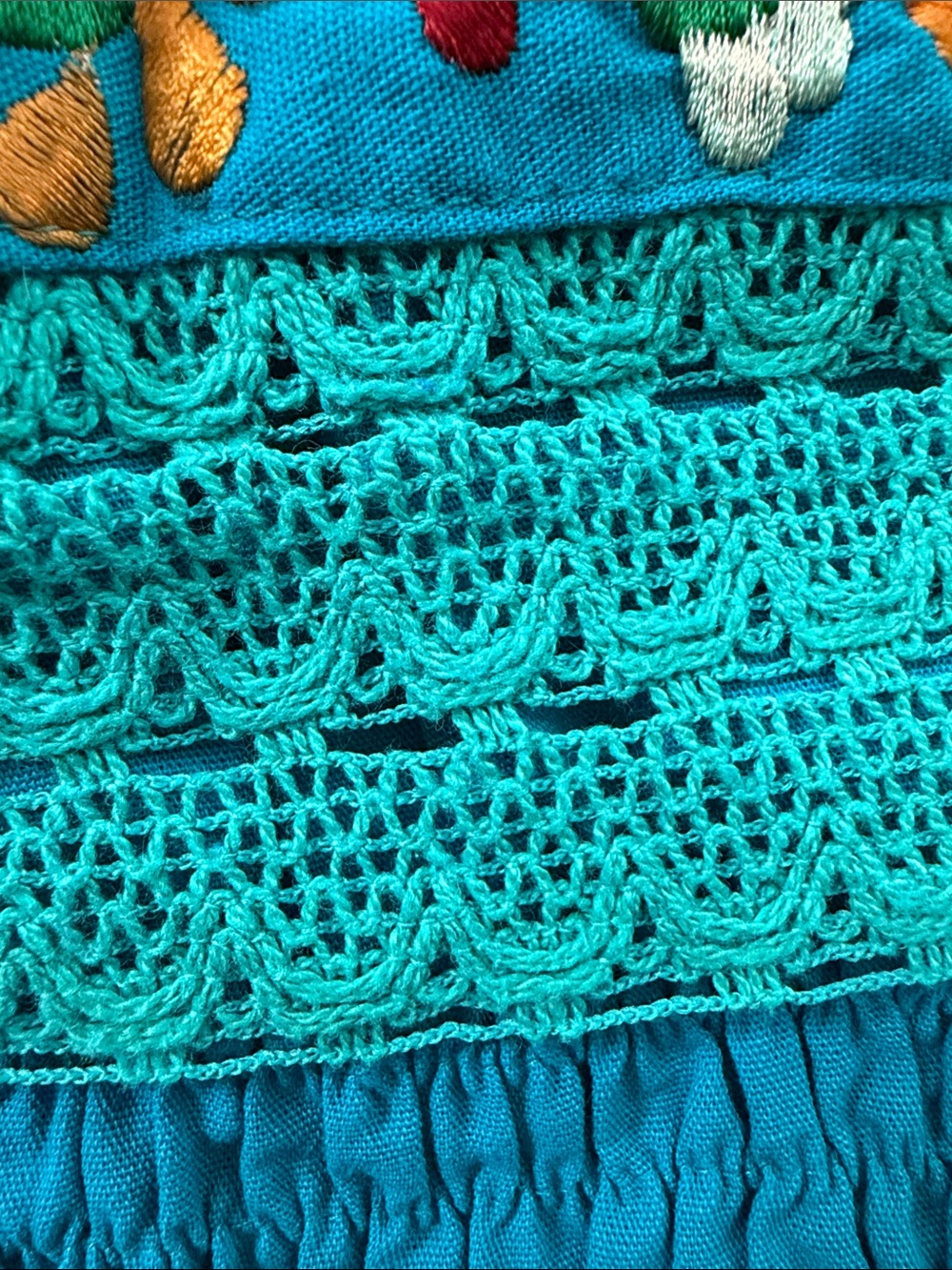 Turquoise Embroidered Off-Shoulder Top Size Small - Picture 5 of 6